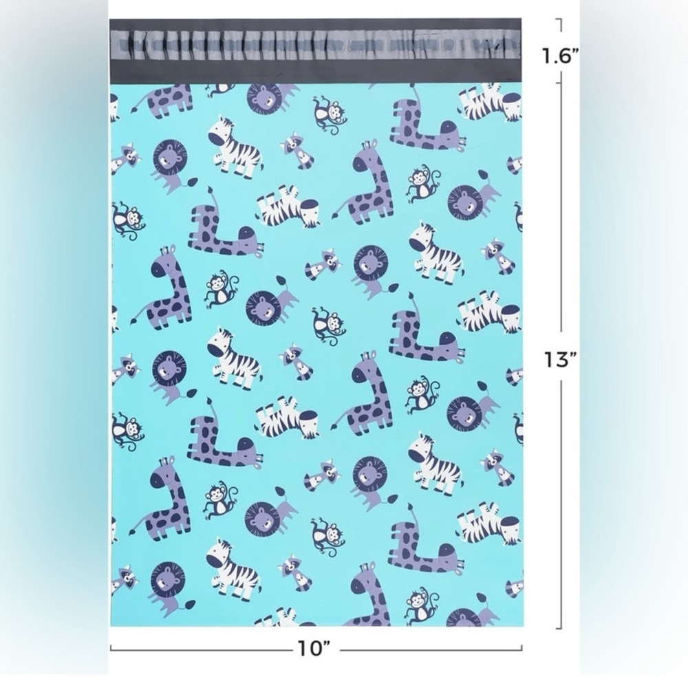 Polymailers 10 10x13 Cute Animals on Blue Background - Picture 5 of 7